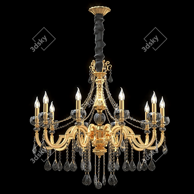 Elegant Crystal Waterfall Lamp 3D model image 1