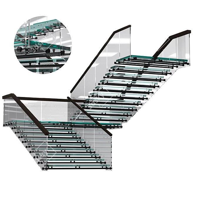 Sleek Staircase Design with VRay 3D model image 1