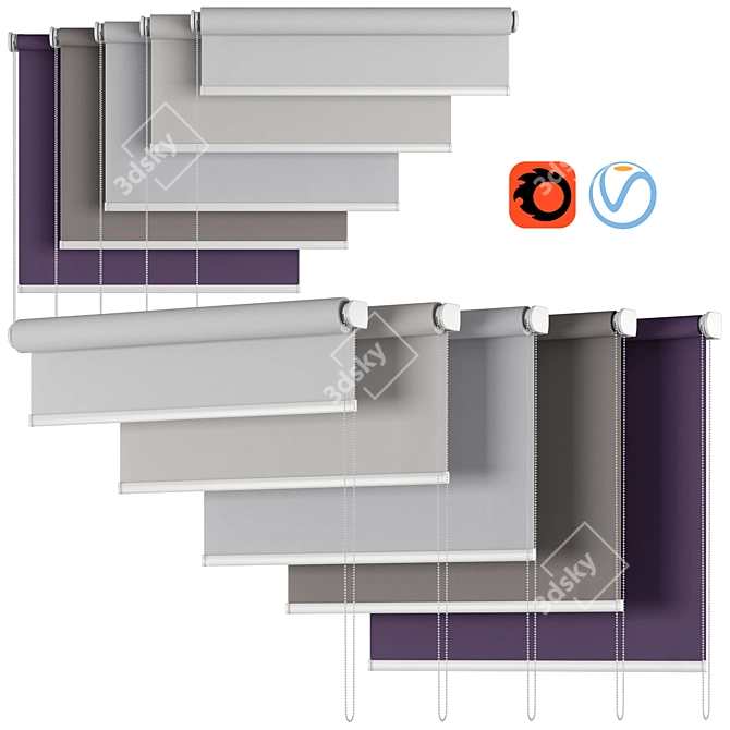 Adjustable Roller Blind | 5 Sizes | 5 Colors 3D model image 1