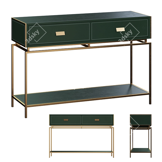 Title: Arabel Gold Console with Drawers 3D model image 1