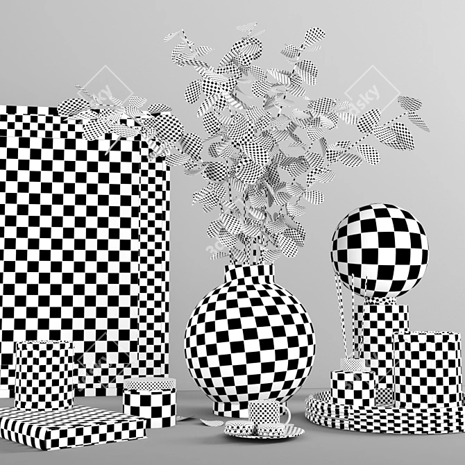 Elegant Dry Flower Decor Set 3D model image 5