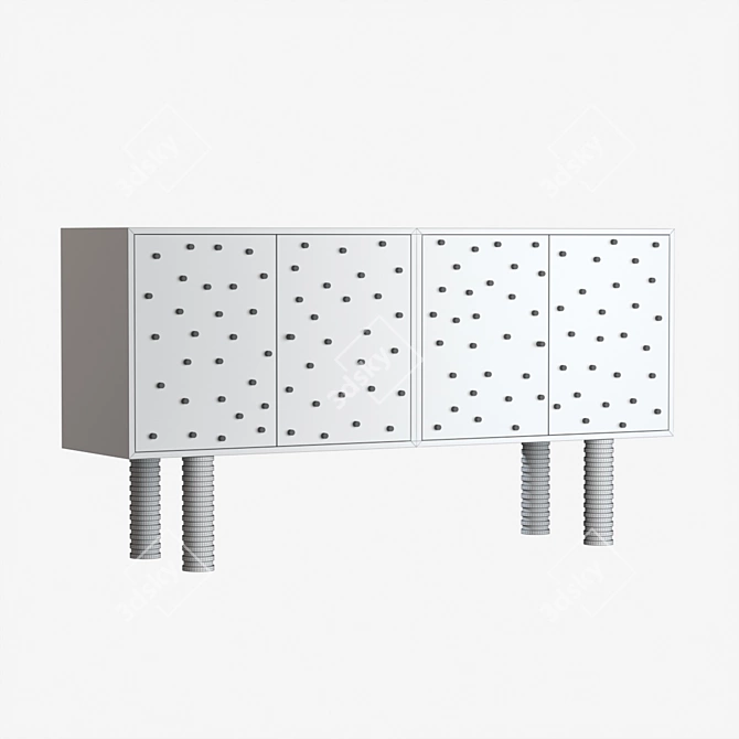 Custom Brutalist Peg Sideboard: Stunning Postmodern Cabinet 3D model image 2