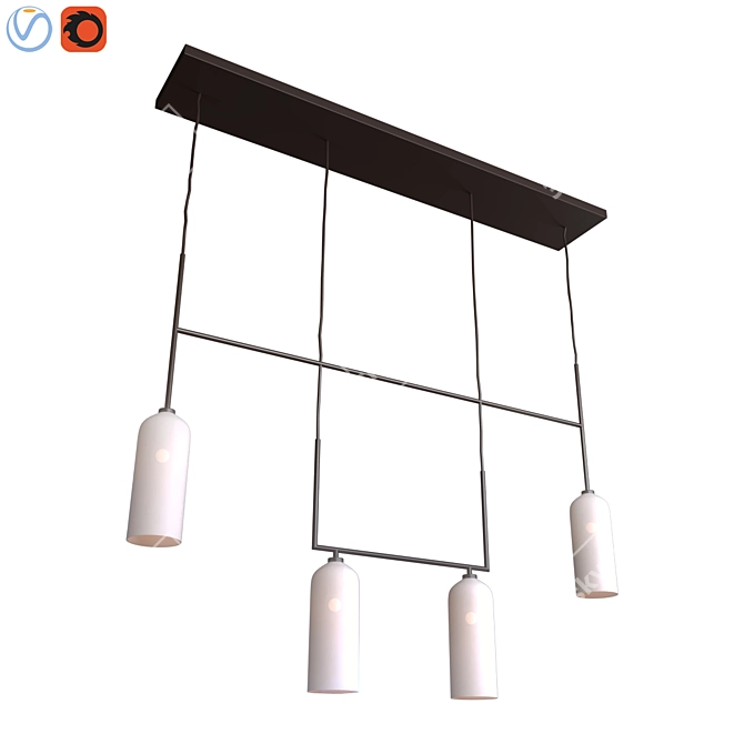 Elegant Milk Glass Linear Chandelier 3D model image 1