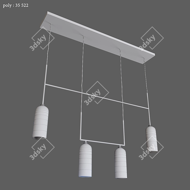 Elegant Milk Glass Linear Chandelier 3D model image 2