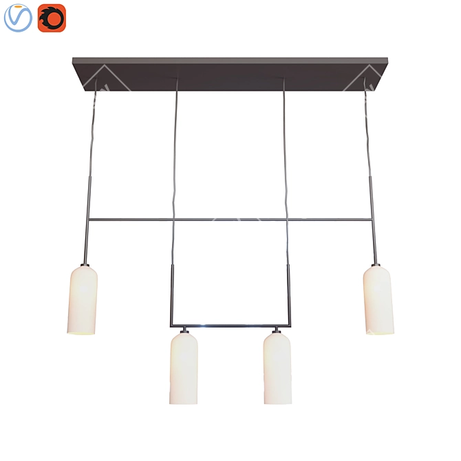 Elegant Milk Glass Linear Chandelier 3D model image 3