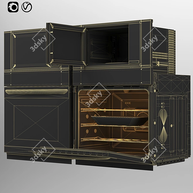 Gallery Stainless Steel Microwave Wall Oven 3D model image 7