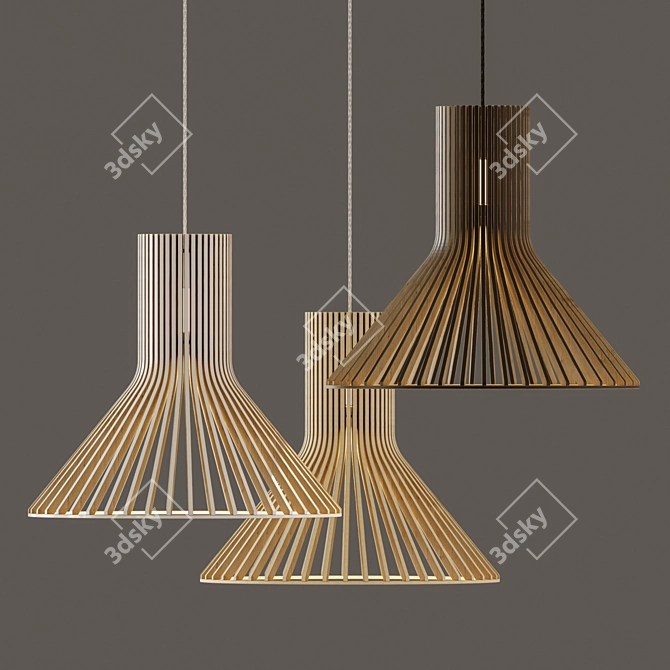 Eco-Style Wooden Pendant Lamp 3D model image 1