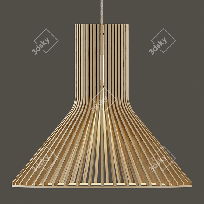 Eco-Style Wooden Pendant Lamp 3D model image 2