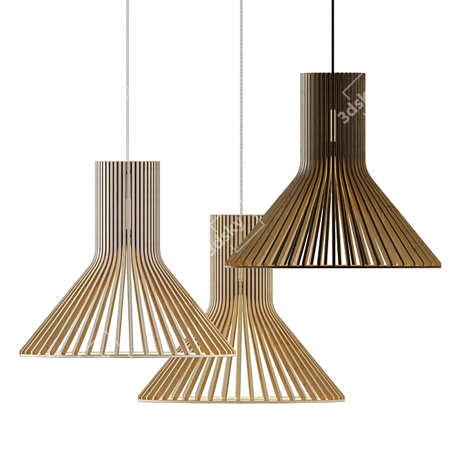 Eco-Style Wooden Pendant Lamp 3D model image 4