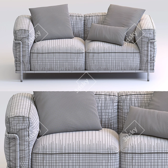 Contemporary Cassina LC3 Sofa 3D model image 4