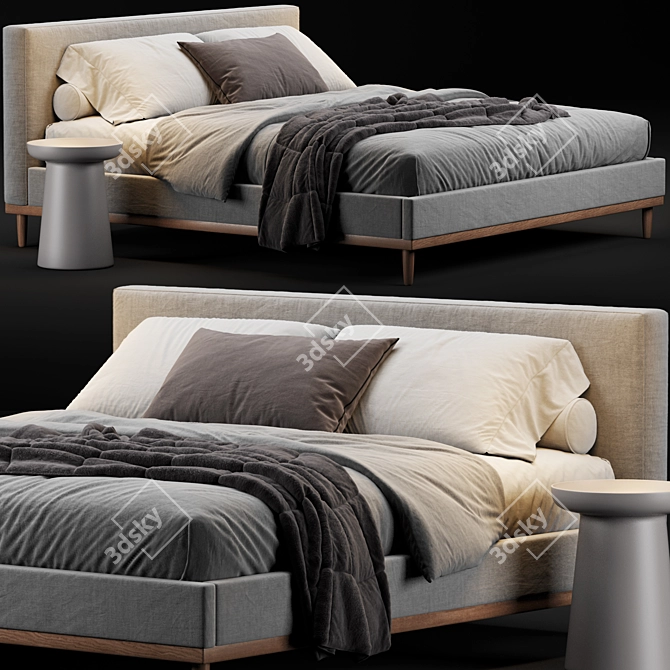 West Elm Newport Bed: Modern Elegance for Your Bedroom 3D model image 1