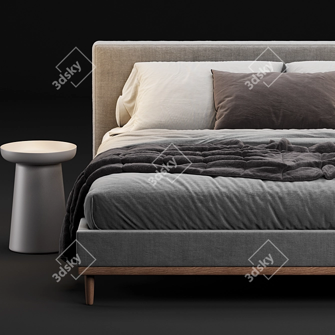 West Elm Newport Bed: Modern Elegance for Your Bedroom 3D model image 2