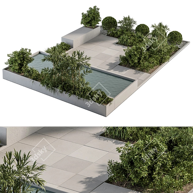 Outdoor Oasis Bench-Pound Combo 3D model image 2