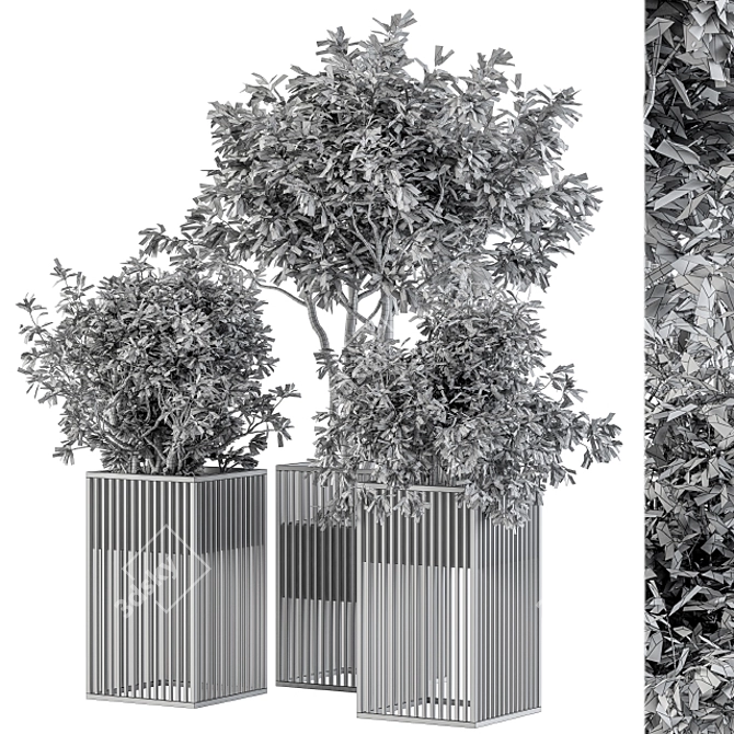 Metal Pot Plant Set: Outdoor Beauty 3D model image 5