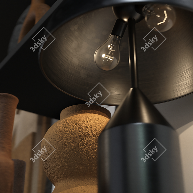 Stylish Decor Set: Vases & Candlestick 3D model image 2