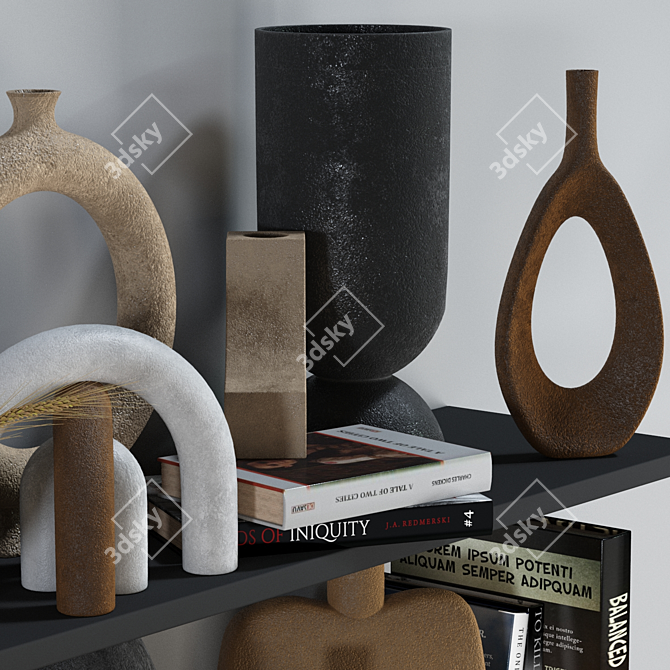 Stylish Decor Set: Vases & Candlestick 3D model image 5