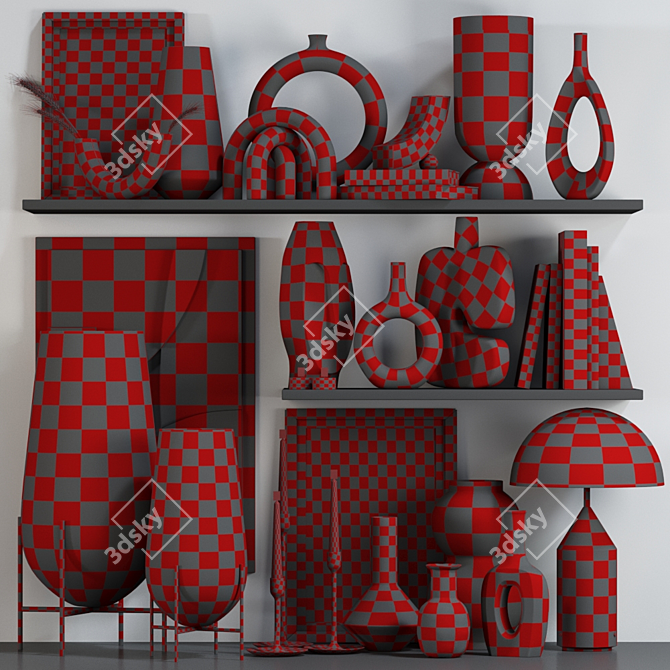 Stylish Decor Set: Vases & Candlestick 3D model image 6