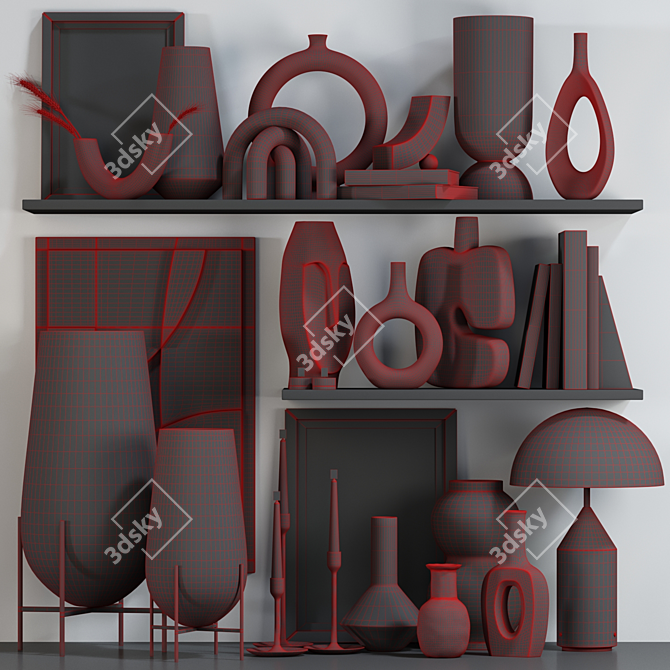 Stylish Decor Set: Vases & Candlestick 3D model image 7