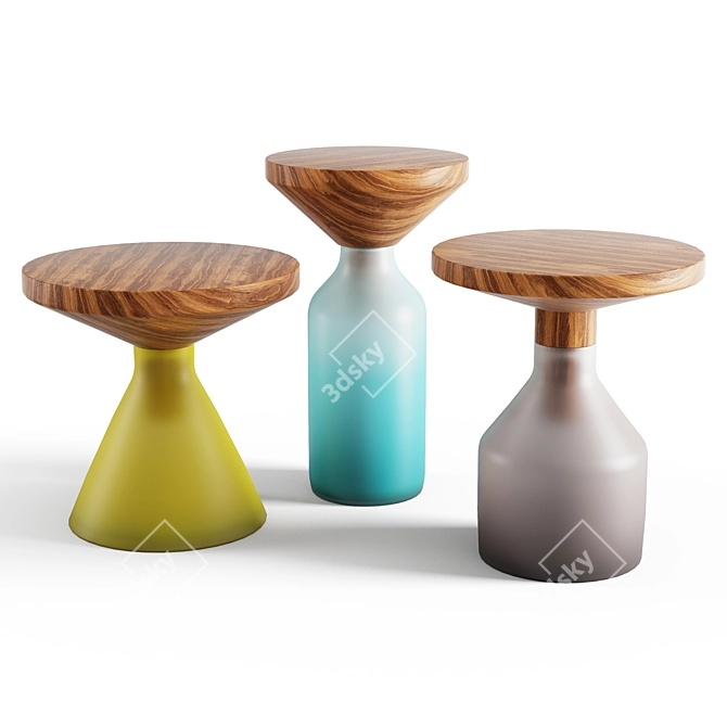 Congruent Series Side Tables: Old and New Materials 3D model image 4