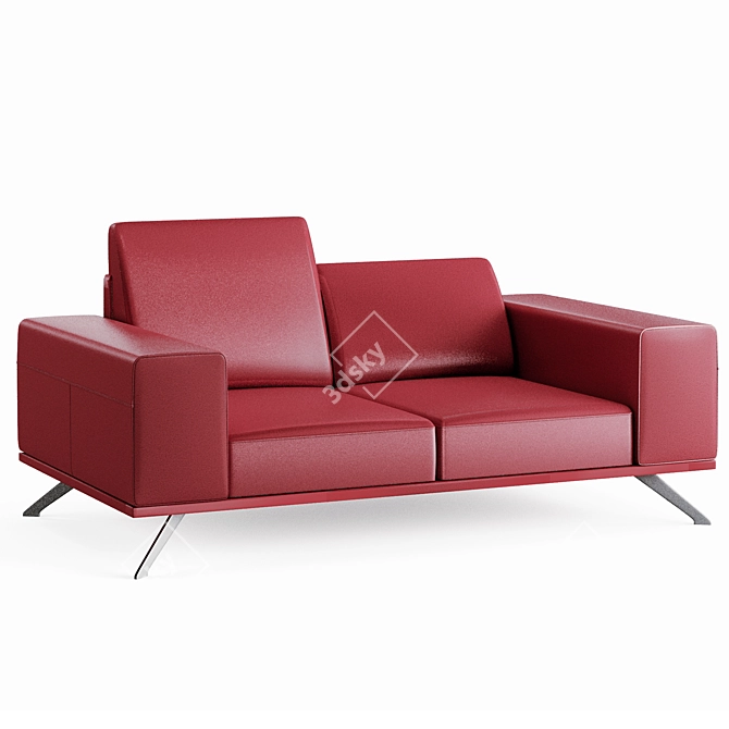 Modern 2 Seater Sofa: Customizable & Realistic 3D model image 1