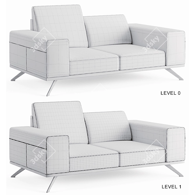 Modern 2 Seater Sofa: Customizable & Realistic 3D model image 3