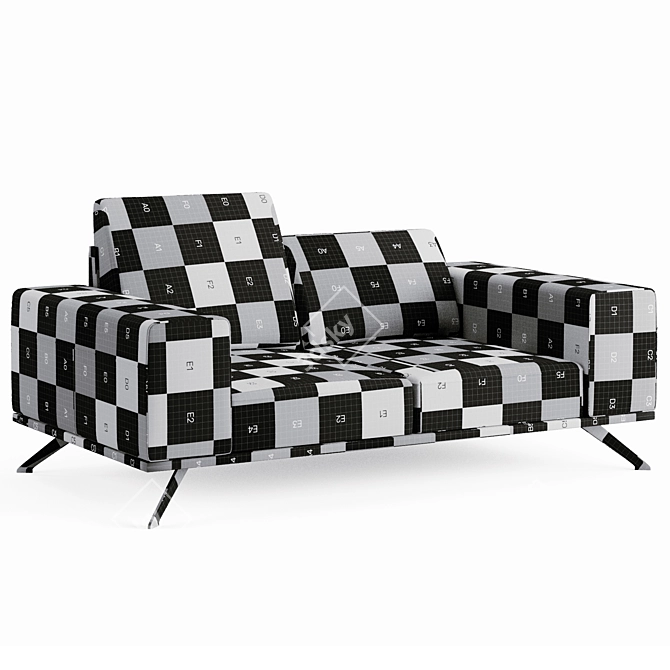 Modern 2 Seater Sofa: Customizable & Realistic 3D model image 5