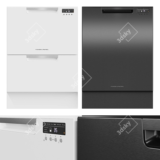 Fisher & Paykel Dishwasher: Sleek, Efficient, Powerful 3D model image 1