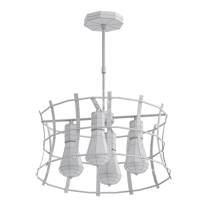 Medieval Torch Chandelier: Rustic Elegance 3D model image 2