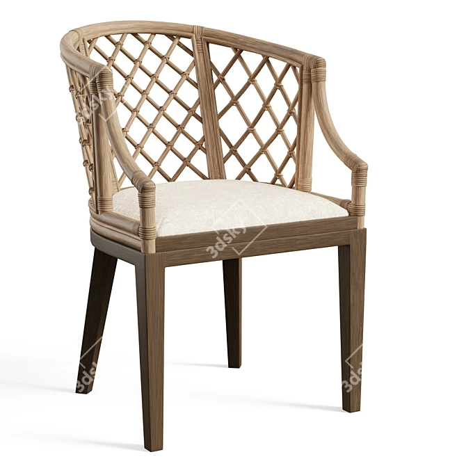 Monaco-Inspired Rattan Barrel Chair 3D model image 1