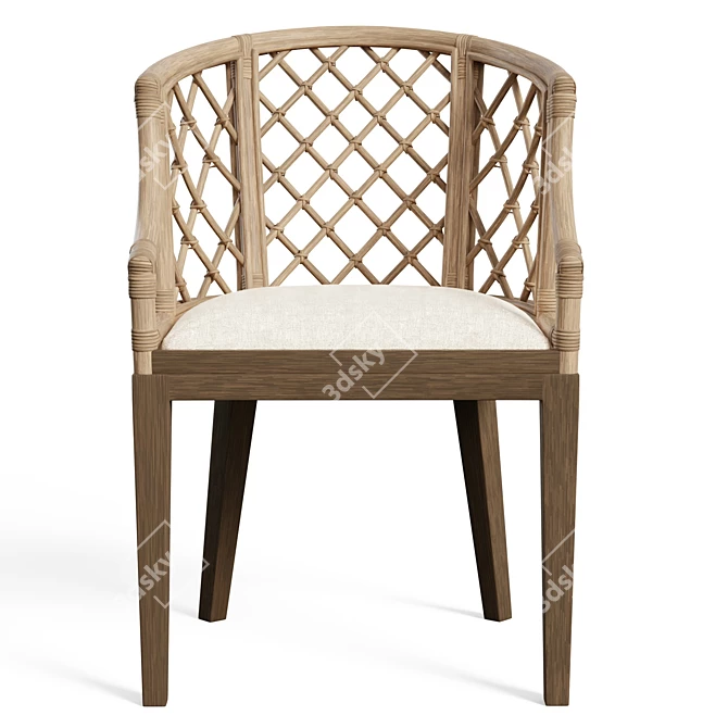 Monaco-Inspired Rattan Barrel Chair 3D model image 2