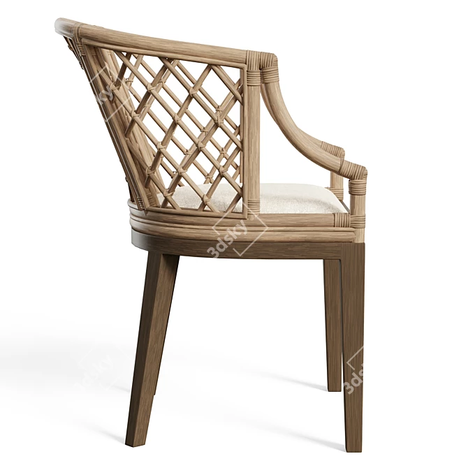 Monaco-Inspired Rattan Barrel Chair 3D model image 3