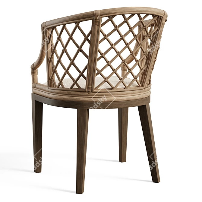 Monaco-Inspired Rattan Barrel Chair 3D model image 4