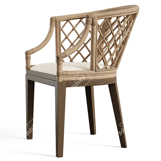 Monaco-Inspired Rattan Barrel Chair 3D model image 5