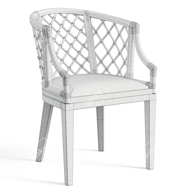 Monaco-Inspired Rattan Barrel Chair 3D model image 6
