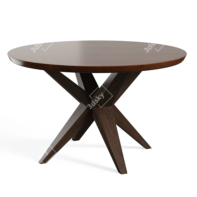 Mid-Century Modern Hazelnut Dining Table 3D model image 5