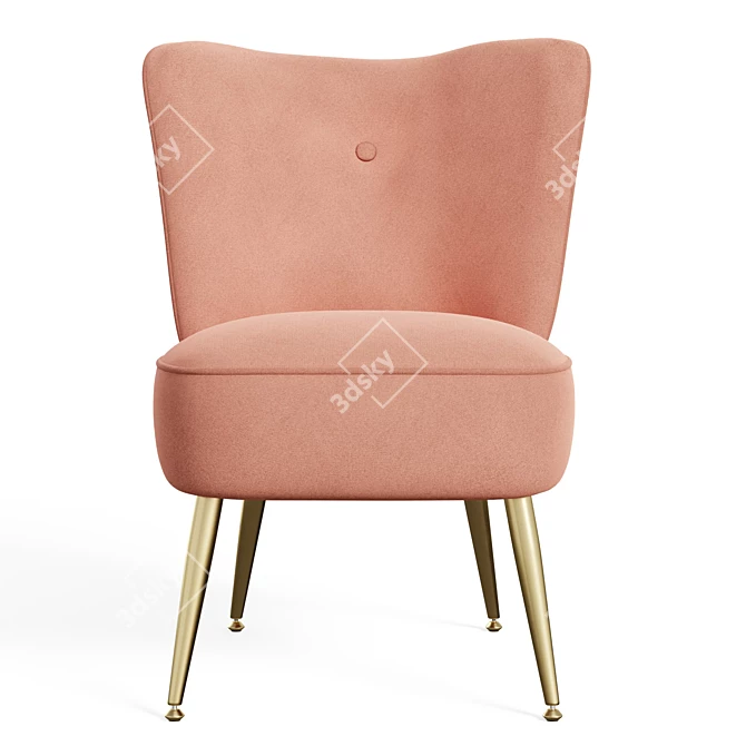 Golden Flare Velvet Chair 3D model image 2