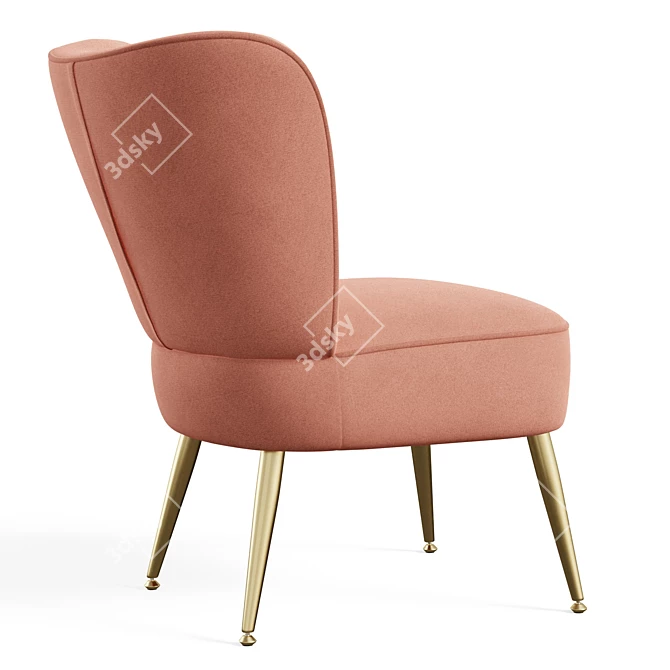 Golden Flare Velvet Chair 3D model image 3