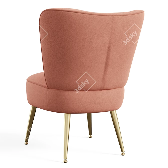 Golden Flare Velvet Chair 3D model image 4