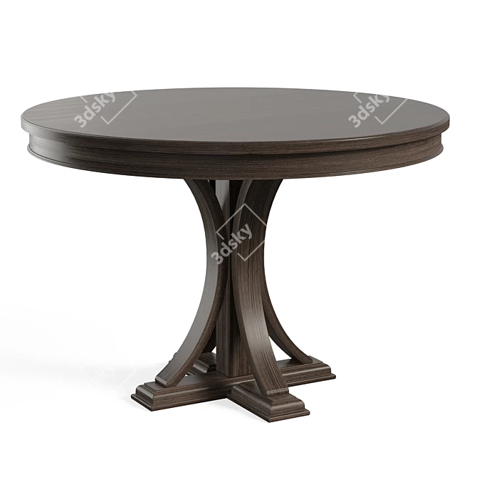 Elegant Distressed Grey Pedestal Table 3D model image 1