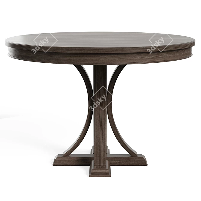 Elegant Distressed Grey Pedestal Table 3D model image 2