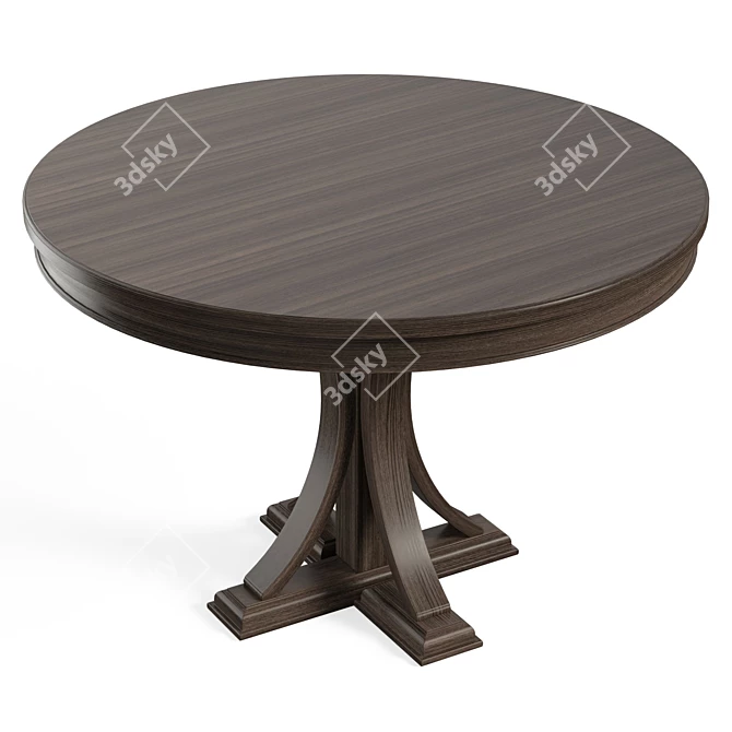 Elegant Distressed Grey Pedestal Table 3D model image 3