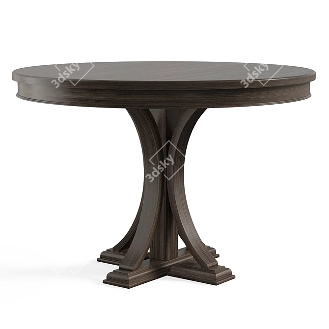 Elegant Distressed Grey Pedestal Table 3D model image 4