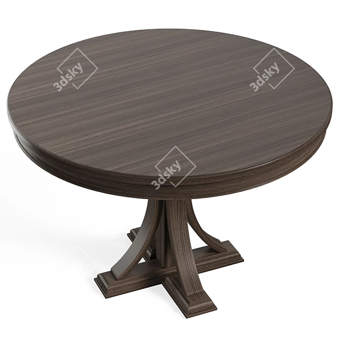 Elegant Distressed Grey Pedestal Table 3D model image 5