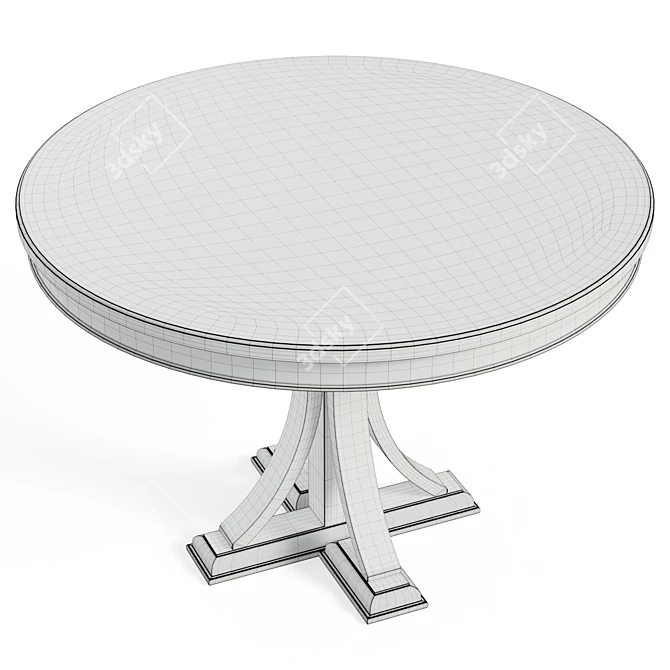 Elegant Distressed Grey Pedestal Table 3D model image 6