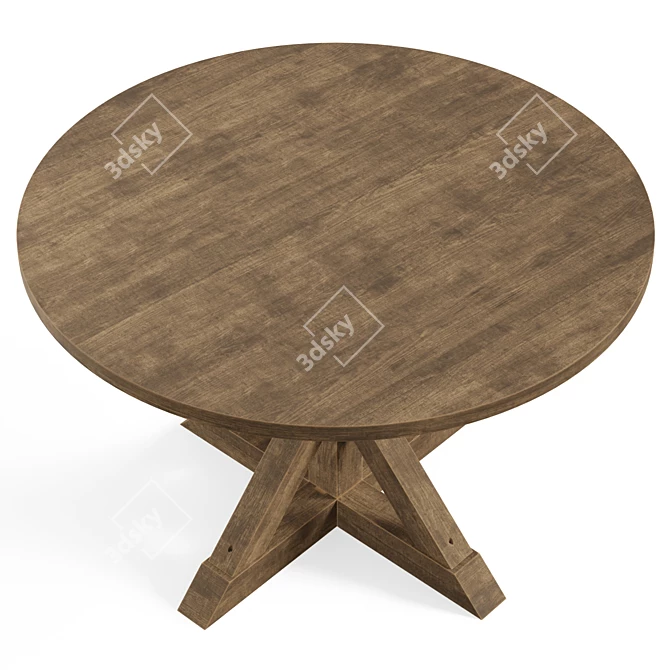 Rustic Wood Trestle Dining Table 3D model image 5