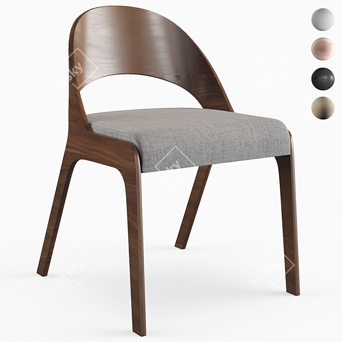 Elegant Brown Gravois Side Chair 3D model image 1