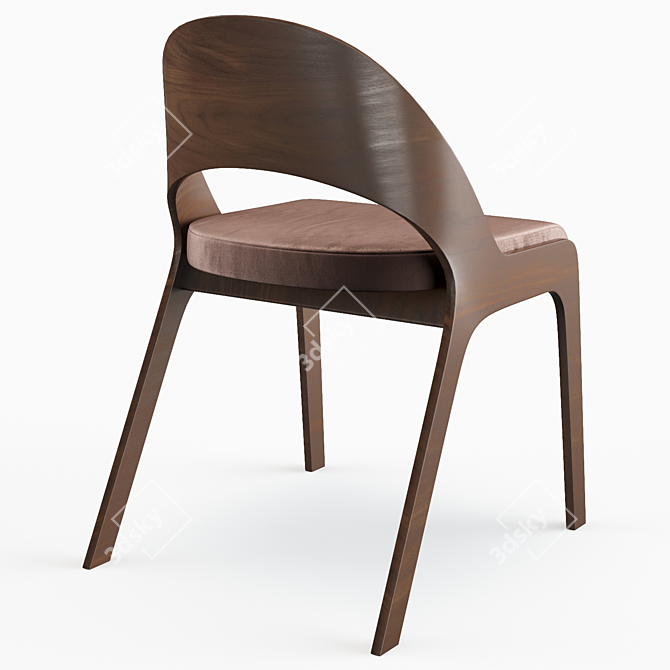 Elegant Brown Gravois Side Chair 3D model image 2