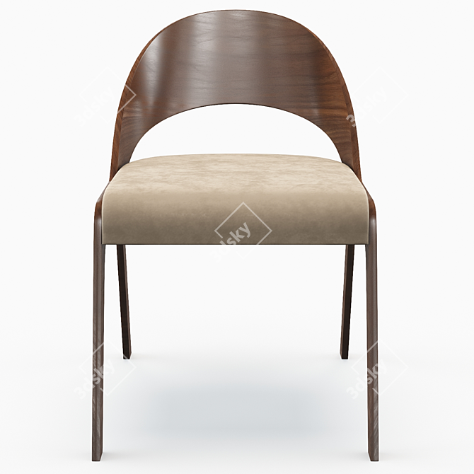 Elegant Brown Gravois Side Chair 3D model image 4