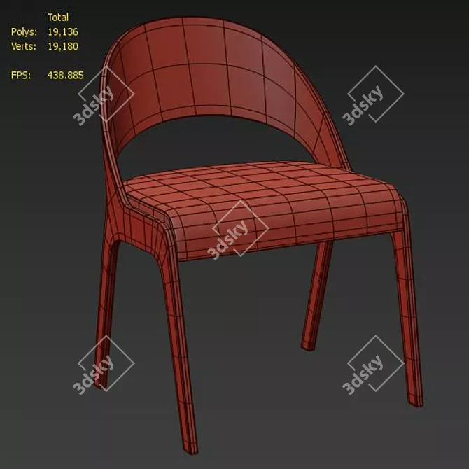 Elegant Brown Gravois Side Chair 3D model image 6