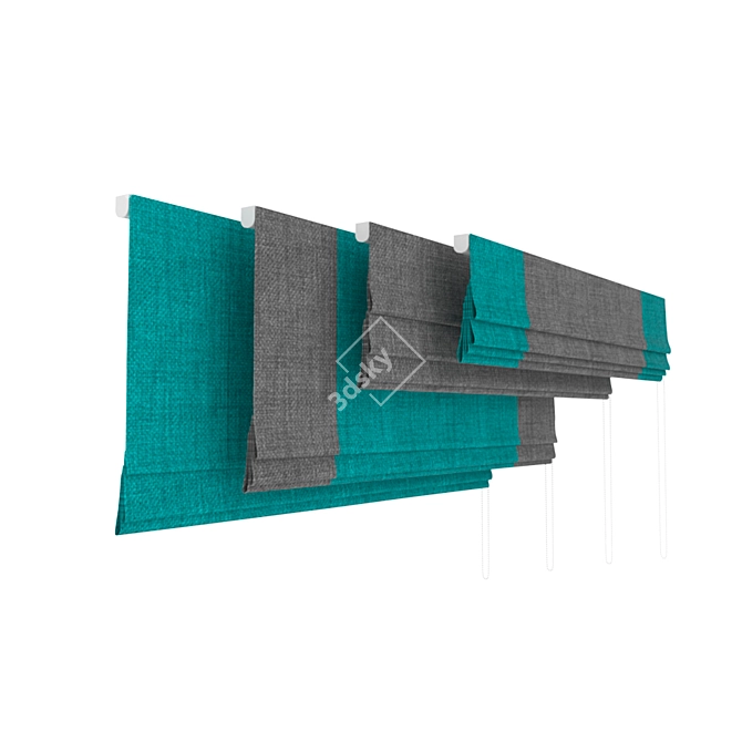 Turquoise Roman Curtains Set 3D model image 1